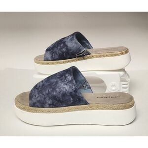 Cool Planet by Steve Madden Women's Juniper Gray Multi Tie-Dye Slide Sandals 7.5